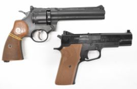 Two Crosman .177 CO2  air pistols/ revolvers model 357 revolver and 1008 Repeatair, each with faux