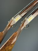 Pair of Browning 425 Grade 6 20 bore over and under ejector shotguns, each with gold inlaid dogs and
