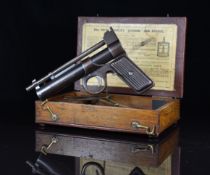 Webley Junior .177 air pistol with reeded metal grips and adjustable sights, serial number 701, in