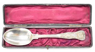 Hallmarked silver spoon engraved 'Narbeth Shooting Club 1898 won by Pte Thos J Owen', 69.9g, in