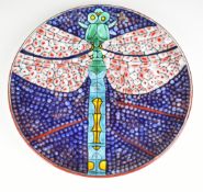 Alan Clarke for Poole Pottery charger decorated with a dragonfly, limited edition 55/100, signed