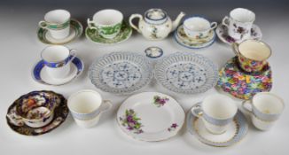 19th/20thC English teaware including George Jones, Hammersley, Royal Winton, Coalport and Furnivals
