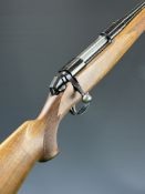 BSA .243 bolt-action rifle with chequered semi-pistol grip and forend, sling mounts, adjustable