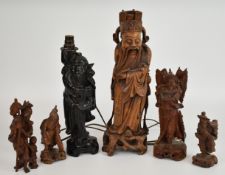 Collection of Chinese root carving figures, tallest 40cm