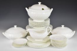 Large collection of Wedgwood bone china dinner and tea ware in the Candlelight white swirl design to