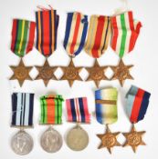 Ten WW2 medals comprising 1939-45 Star, Africa Star, Italy Star, Atlantic Star with a France and