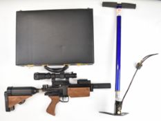 Skan Speedstar R32 .22 PCP take-down air rifle with shaped and textured wooden pistol grip, two 32-