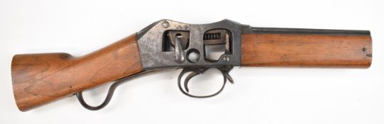 Martini-Henry skeltonised underlever-action rifle with both sides of the action, one side of the
