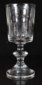 Lawrence Whistler stipple etched / diamond tip engraved goblet with decoration of two women