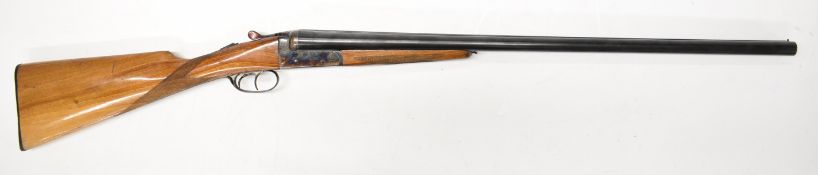 Ebor Field Grade 12 bore side by side ejector shotgun with named and border engraved action,