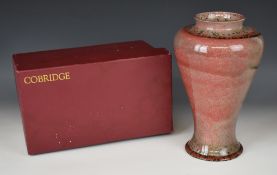 Cobridge Stoneware vase with flambé glaze, with box, H26cm