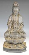 Chinese carved wood figure of Guanyin, H42cm