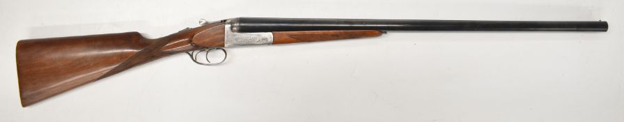 Lincoln 12 bore side by side ejector shotgun with engraved action, underside, trigger guard, top