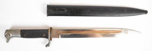 German WW2 or pre-war K98 dress / parade bayonet, the 24.5cm single fullered and edged blade with E.