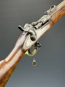 Enfield 3-band percussion hammer action Snider rifle with lock stamped '1870 Enfield' and with crown