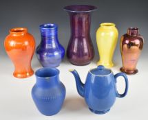Collection of early Moorcroft vases / jugs including iridescent glazes, tallest 30cm