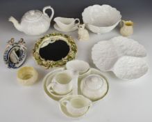 Wedgwood teaware and decorative items in the 'Country Ware' pattern, Belleek jug, continental