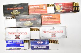 One hundred .222 Remington rifle cartridges, all in original boxes. PLEASE NOTE THAT A VALID