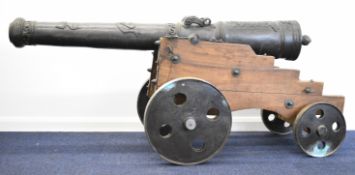 Continental replica cannon with 61 inch barrel marked 'BARr N DOBRONYI 1840' below crest, 'VIOLAT