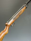 Webley Mark 3 .22 under-lever air rifle with named plaque inset to the stock, semi-pistol grip and