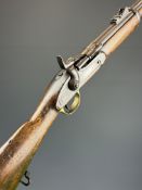 Enfield 2-band .577 hammer action Snider rifle with adjustable folding ladder sights, brass