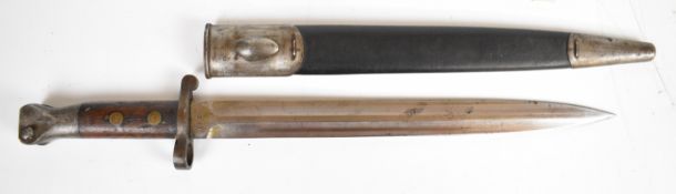 British 1888 pattern bayonet, the 30cm double edged blade with maker's mark Sanderson, Sheffield,