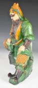 Chinese figural roof tile or finial, probably Guan Yu / Di, H34cm