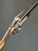 William Evans 12 bore side by side ejector shotgun with named and engraved locks, scrolling