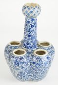 Chinese blue and white tulip vase with dragon decoration and four character mark to base, H24cm