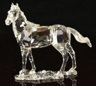 Swarovski crystal horse figure, on plinth, boxed, H14cm