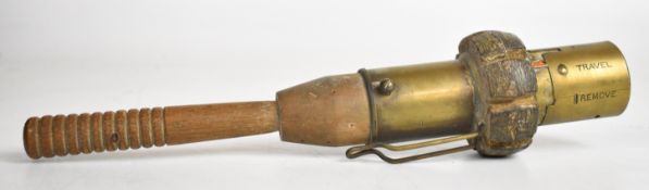 WW1 British No1 Mk1 or similar inert grenade, metal construction with wooden handle, stamped No I.