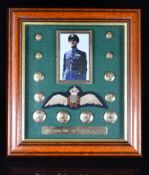 [Dambusters and Guy Gibson interest] Set of RAF wings and buttons, with museum card stating them