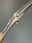 H E Pollard of Worcester 12 bore side by side ejector shotgun with chequered grip and forend, vacant
