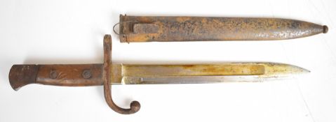 Belgian 1889 or similar Mauser bayonet with 25cm blade, indistinct maker's mark and crown to the