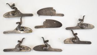 Four pairs of shotgun locks comprising sidelocks by Morrow & Co and three pairs of hammer gun locks,