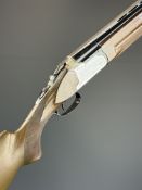 Lanber 12 bore over and under ejector shotgun with engraved action, underside, trigger guard, top