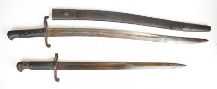 Two British bayonets comprising British 1856 pattern Yataghan Enfield short rifle bayonet, with 57cm