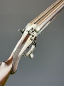 Midland Gun Co 8 bore side by side double barrelled hammer action shotgun with engraved locks,