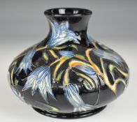 Sian Leeper for Moorcroft limited edition 31/250 squat pedestal vase, signed and dated 2002 and with