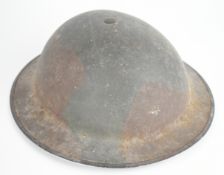 British WW2 helmet with private purchase liner and canvas strap, interior, stamped 1939 with private