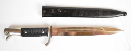 German WW2 or pre-war K98 dress / parade bayonet, the 19.5cm single fullered and edged blade with