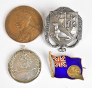 Falkland Islands Volunteer Corps 1914 Great War / WW1 hallmarked silver Presentation Award Badge,