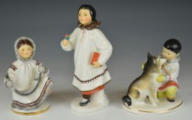 Three Lomonosov / USSR Inuit figures, tallest 20cm