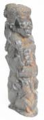 African tribal carved wood tree of life figure, H35cm