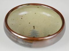 Bernard Leach (1887-1979) signed brown and green glazed bowl, diameter 13 x height 4.8cm Provenance: