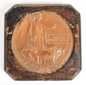 WW1 Memorial Plaque 'Death Penny' named to Fredrick George Walling, 12cm diameter, mounted in a