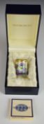 Moorcroft enamels cylindrical box with screw top, H4cm, boxed