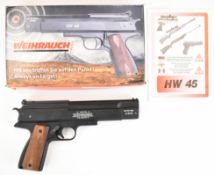Weihrauch HW45 .177 air pistol with chequered wooden grips and adjustable sights and trigger, serial