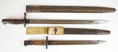 Two bayonets comprising British Indian made 1907 MKII bayonet, the 30cm blade with crown, G.R.I, R.