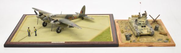 Two British WW2 model dioramas comprising a 1/43 scale WW2 model diorama titled 'De Havilland